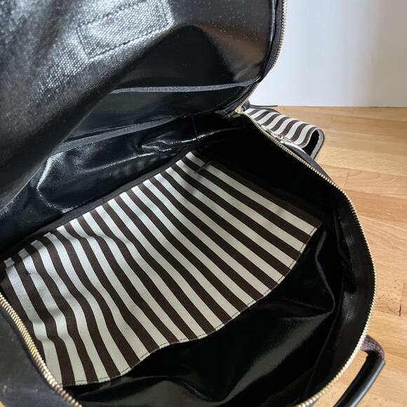 Henri Bendel Brown/White/Black Striped Canvas Large Size Backpack - Picture 9 of 12